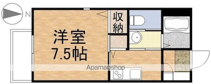 東京都立川市柴崎町２丁目[1K/26.25m2]の間取図