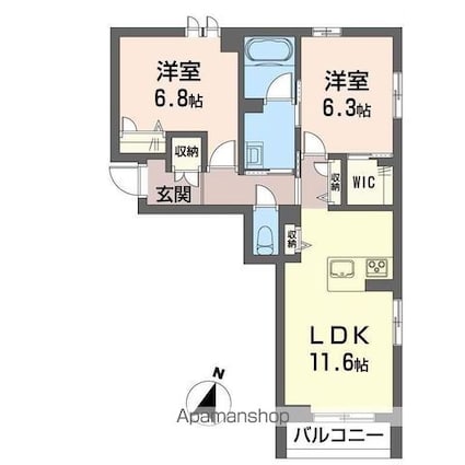 シャーメゾン　ヴェルジェ[2LDK/63.26m2]の間取図