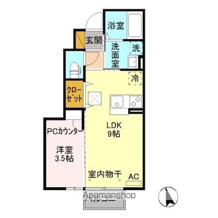 リ・ドーレ　Ａ[1LDK/30.85m2]の間取図