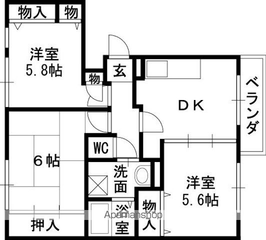 ヴェスタIN盾津の間取り写真