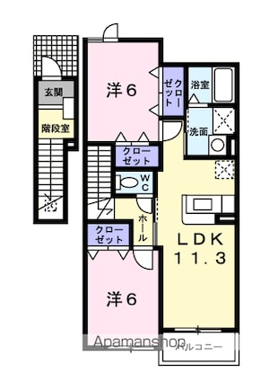 ファミールⅣ[2LDK/58.48m2]の間取図