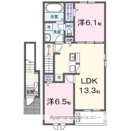 グリーンフィール[2LDK/59.55m2]の間取図