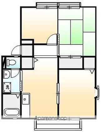広島県福山市多治米町３丁目[3DK/52.84m2]の間取図