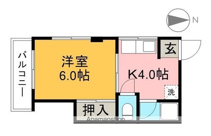 ＳＩＮＡＪＹＵＲＩＭＥ　ＣＯＺＹ[1K/21.45m2]の間取図