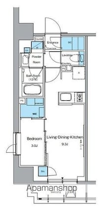ルフォンプログレ上野御徒町[1LDK/34.22m2]の間取図