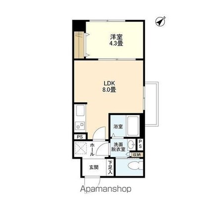 ウェルスクエアイズム巣鴨[1LDK/30.66m2]の間取図