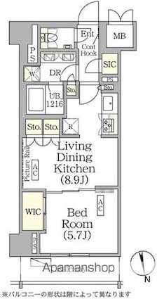 ザ・パークハビオ神楽坂レジデンスＳｏｕｔｈ[1LDK/41.85m2]の間取図