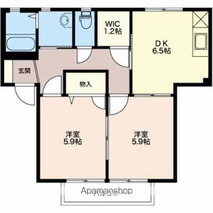ディアス石芝[2DK/48.25m2]の間取図