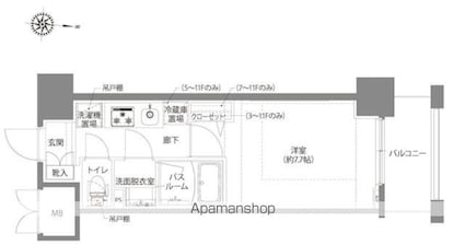 ＡＥＬＬ亀有[1K/26.61m2]の間取図