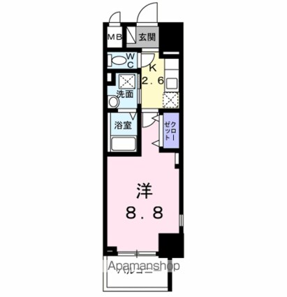 Ｂｒｉｇｈｔ　Ｇａｔｅ　名古屋[1K/28.54m2]の間取図