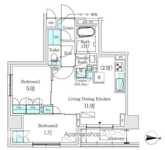 ＡＳＭＡＣＩ　ＭＡＩＳＯＮ両国Ⅰ[2LDK/51.16m2]の間取図