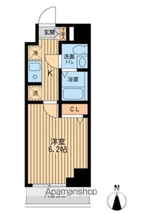 ドゥーエ東陽町[1K/20.93m2]の間取図