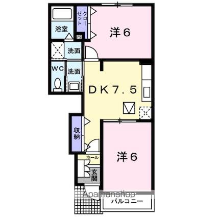 エステート・Ａ　Ⅰ[2DK/44.82m2]の間取図