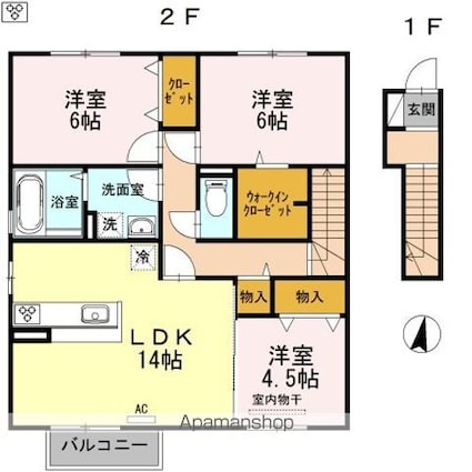 ヴィラ・ラシュレ　Ｂ棟[3LDK/77.77m2]の間取図