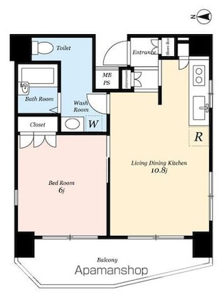 東京都中野区弥生町４丁目[1LDK/40.07m2]の間取図