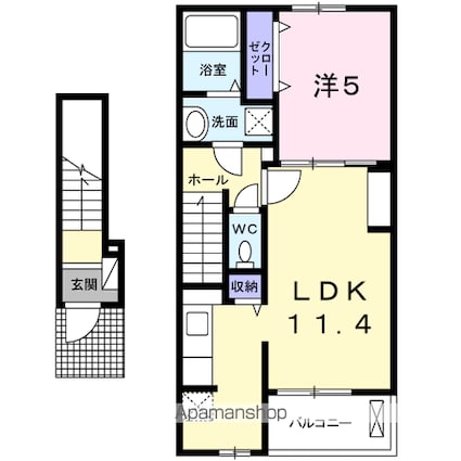 ルーベル土器　Ｂ[1LDK/42.28m2]の間取図