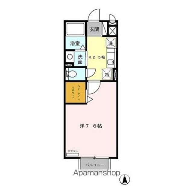 サニー中村南[1K/26.27m2]の間取図