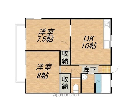 仁木ハイツ[2DK/40.57m2]の間取図