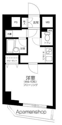 東京都新宿区西早稲田３丁目[1K/27.64m2]の間取図