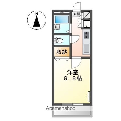 エトワールハイツ[1K/26.56m2]の間取図