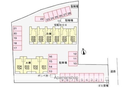 香川県高松市元山町[1K/36.31m2]の配置図