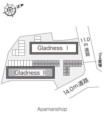 レオパレスＧｌａｄｎｅｓｓ　Ⅱ[1K/23.18m2]の配置図