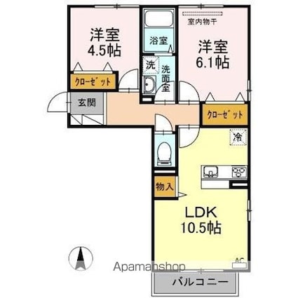 シャトレー[2LDK/51.68m2]の間取図