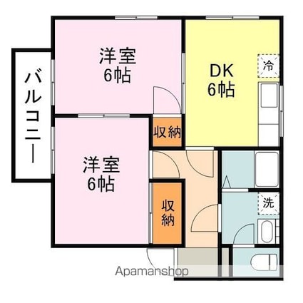 エスポワール九反田[2DK/44.23m2]の間取図