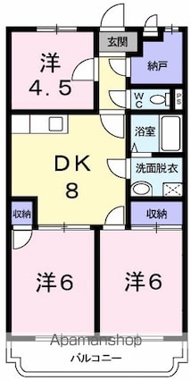 マンションウェルズ[3SDK/56m2]の間取図
