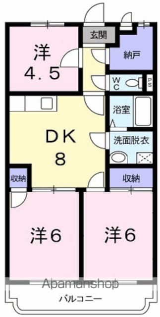 マンションウェルズ[3SDK/56m2]の間取図