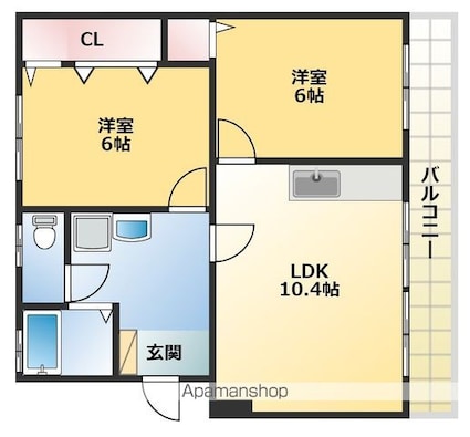 モナフォレスト[2LDK/50m2]の間取図