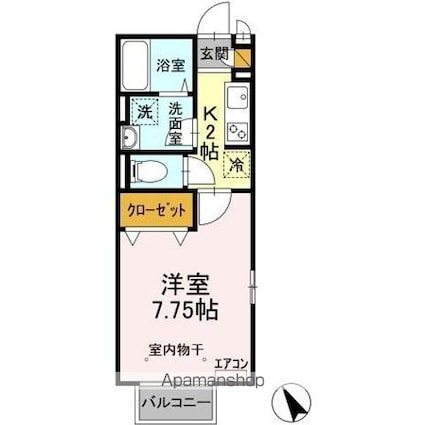 モナリエＫ[1K/26.52m2]の間取図