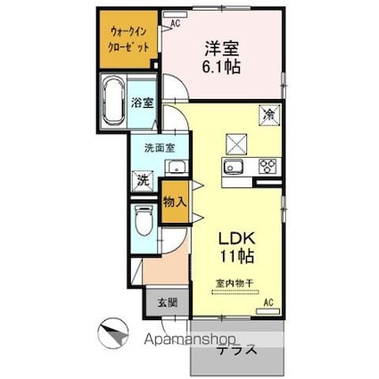Ｍｏｎ　ｆａｖｏｒｉ[1LDK/44.86m2]の間取図