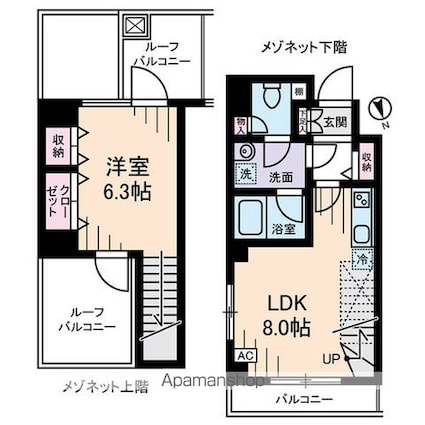 メゾンヌーヴェル[1LDK/36.92m2]の間取図