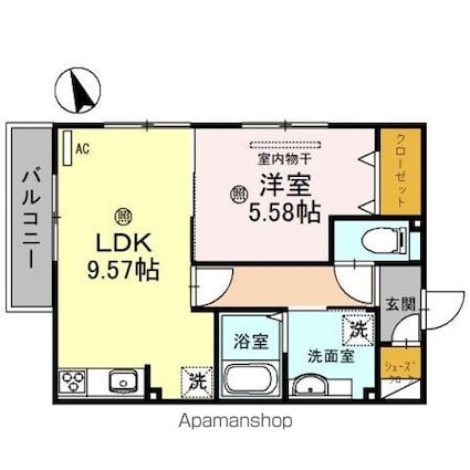 フラン岡[1LDK/40.26m2]の間取図