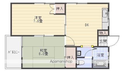古本ビル[2DK/44.46m2]の間取図