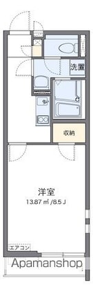クレイノチガヤ[1K/27.53m2]の間取図