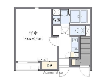 クレイノプランドール[1K/25.6m2]の間取図