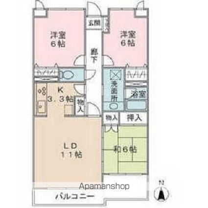 リレント成城[3LDK/76.7m2]の間取図