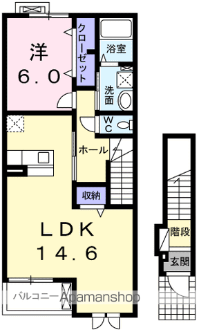 青梅市梅郷のアパートの間取り