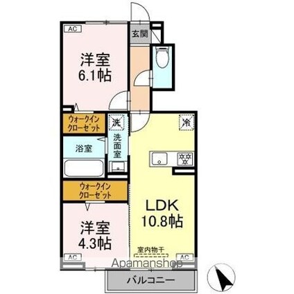 パーシモン　グレイス[2LDK/50.69m2]の間取図