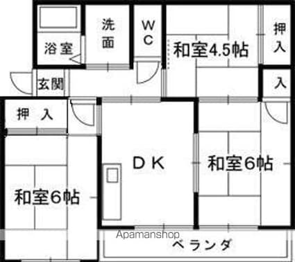 西岡マンション[3DK/55m2]の間取図