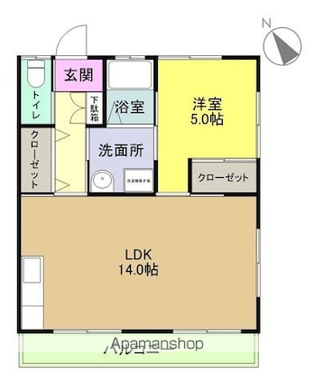 コーポ林城[1LDK/46.28m2]の間取図
