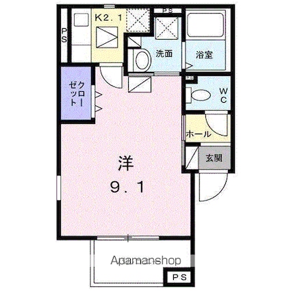 ハイム夢みの[1K/28.36m2]の間取図