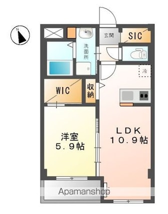 リユニオン[1LDK/41.36m2]の間取図