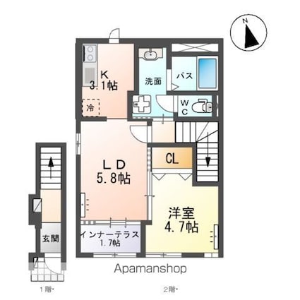 仮）増田１丁目工事[1LDK/42.34m2]の間取図
