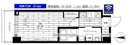 ステージファースト桜新町[1K/25.52m2]の間取図