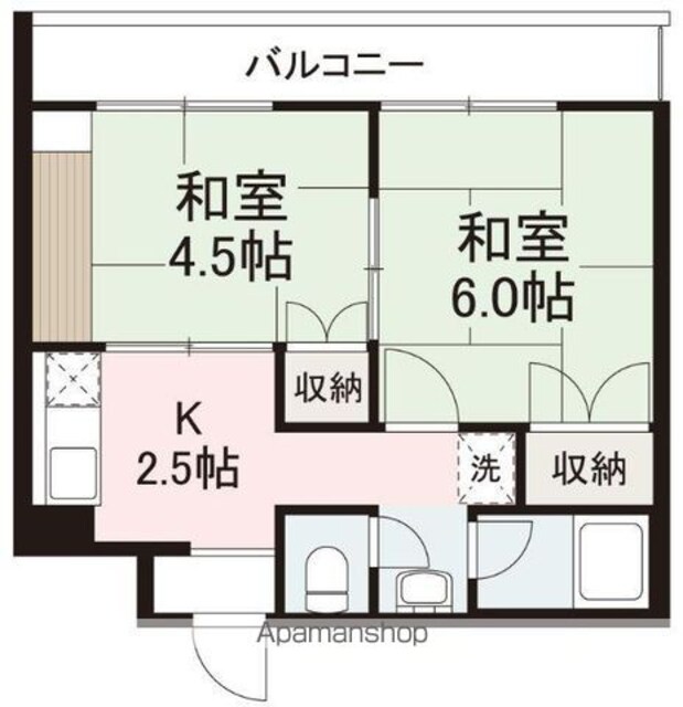 ヴィラ扇[2K/33.3m2]の間取図