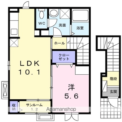 テゾーロ[1LDK/44.21m2]の間取図
