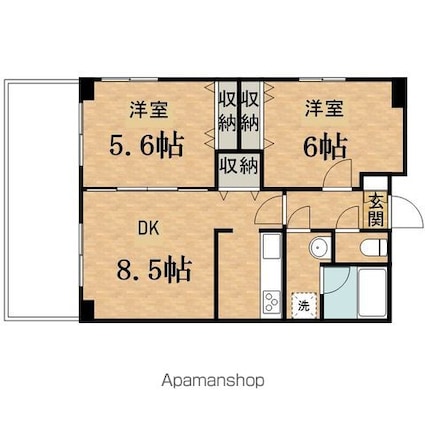 メゾン・ド・カロー南平[2LDK/53.3m2]の間取図